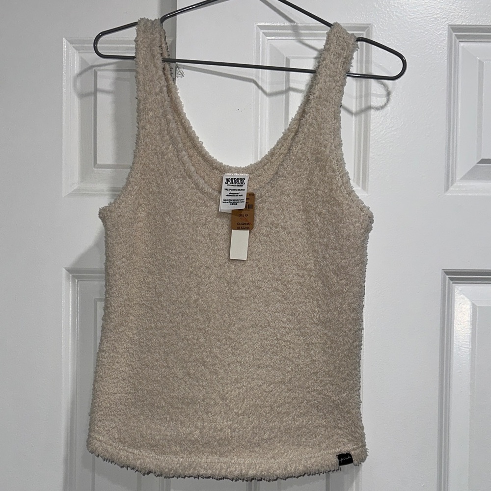 PINK Victoria's Secret Fuzzy Cream Tank Top